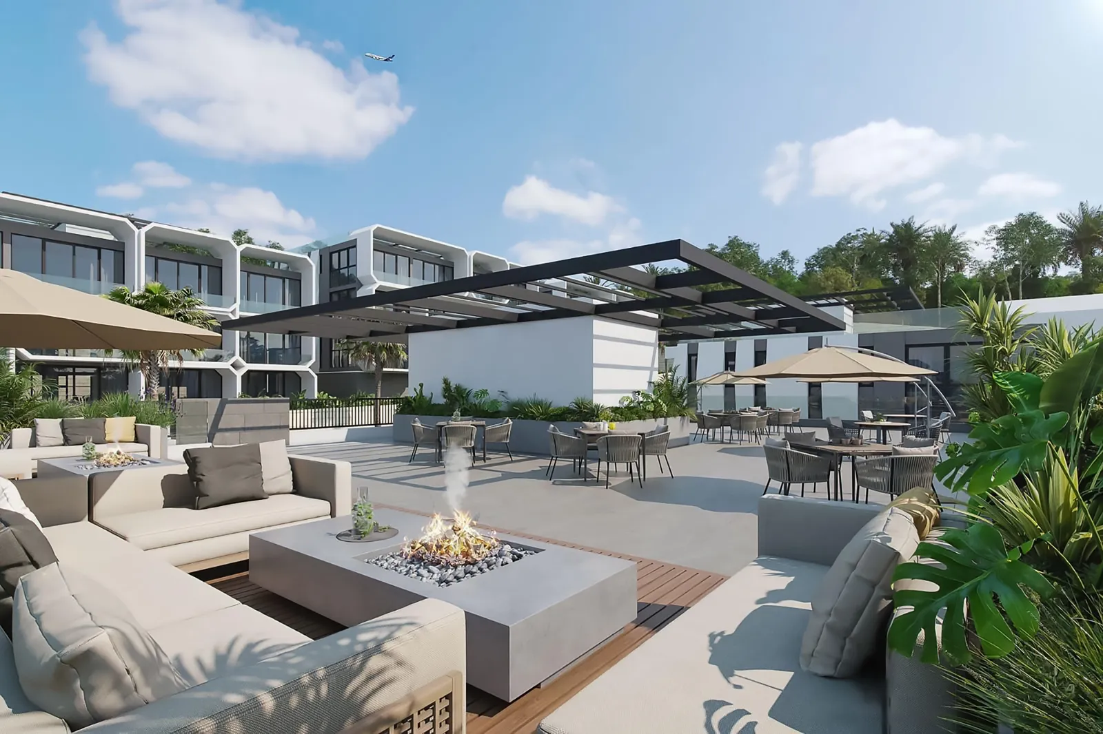 Private terrace at a Spring Valley luxury residence overlooking Jamaica's North Coast